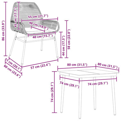 5 Piece Patio Dining Set with Cushions Gray Poly Rattan Glass