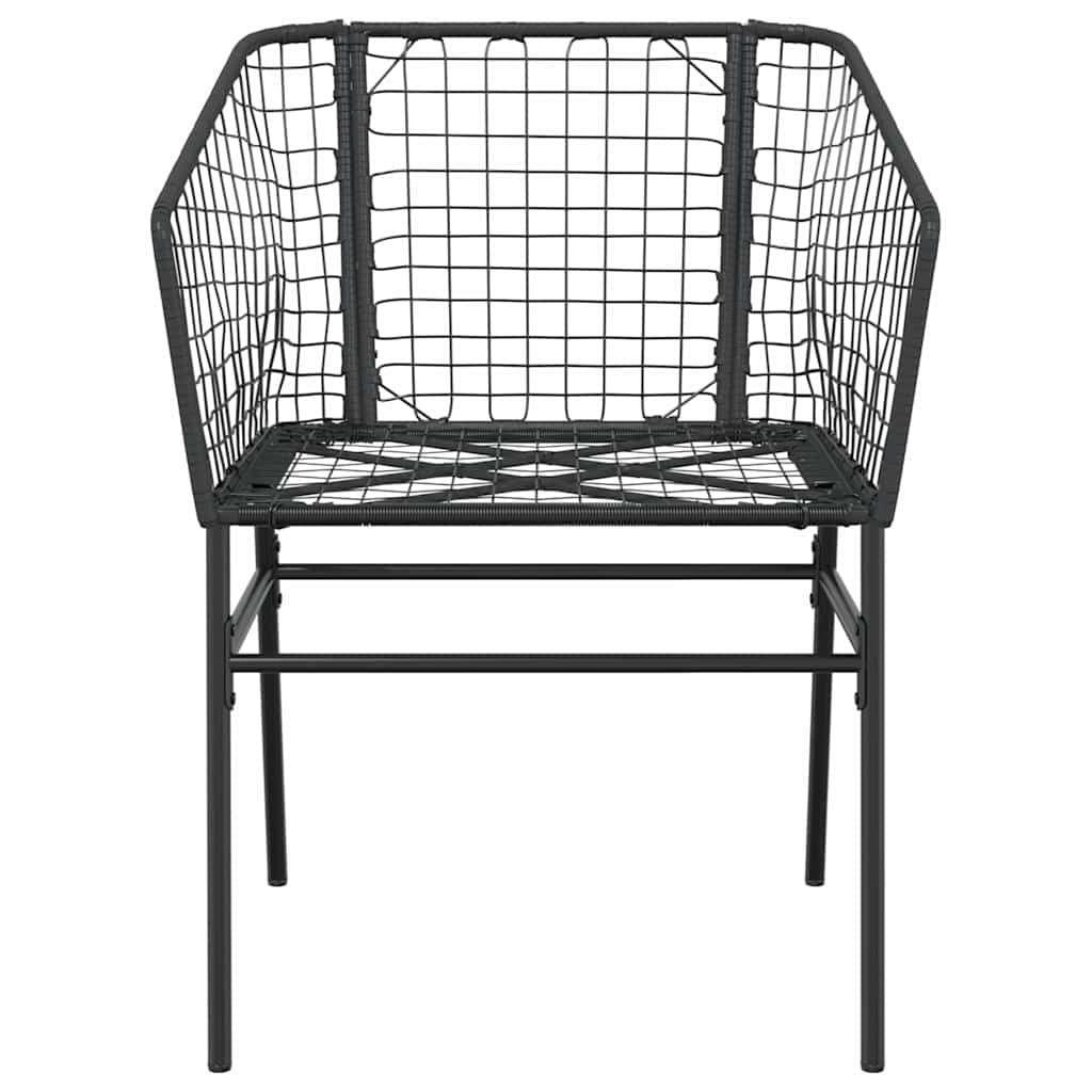5 Piece Garden Dining Set Black Poly Rattan Glass