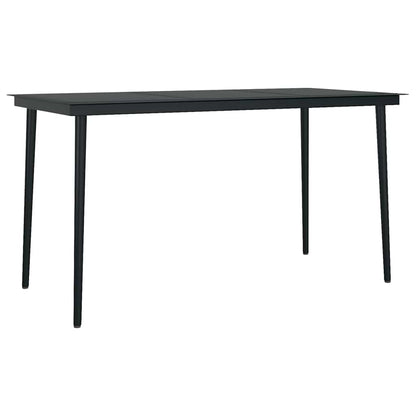 5 Piece Garden Dining Set Black Poly Rattan Glass