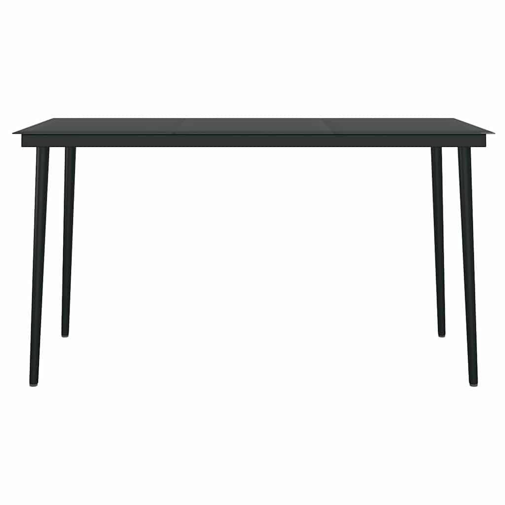 5 Piece Garden Dining Set Black Poly Rattan Glass