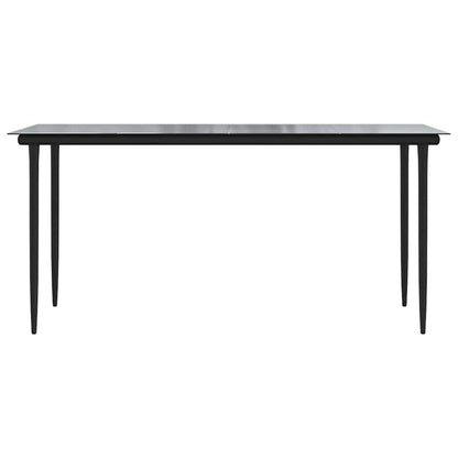 5 Piece Garden Dining Set Black Poly Rattan Glass