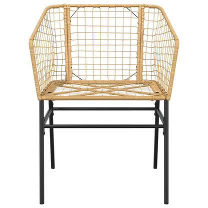 5 Piece Garden Dining Set Brown Poly Rattan Glass