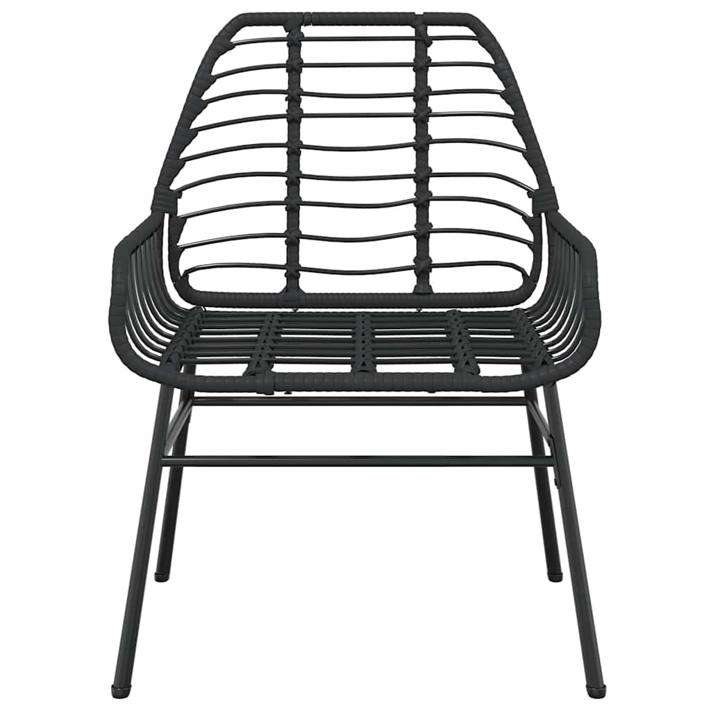 3 Piece Garden Dining Set Black Poly Rattan Glass