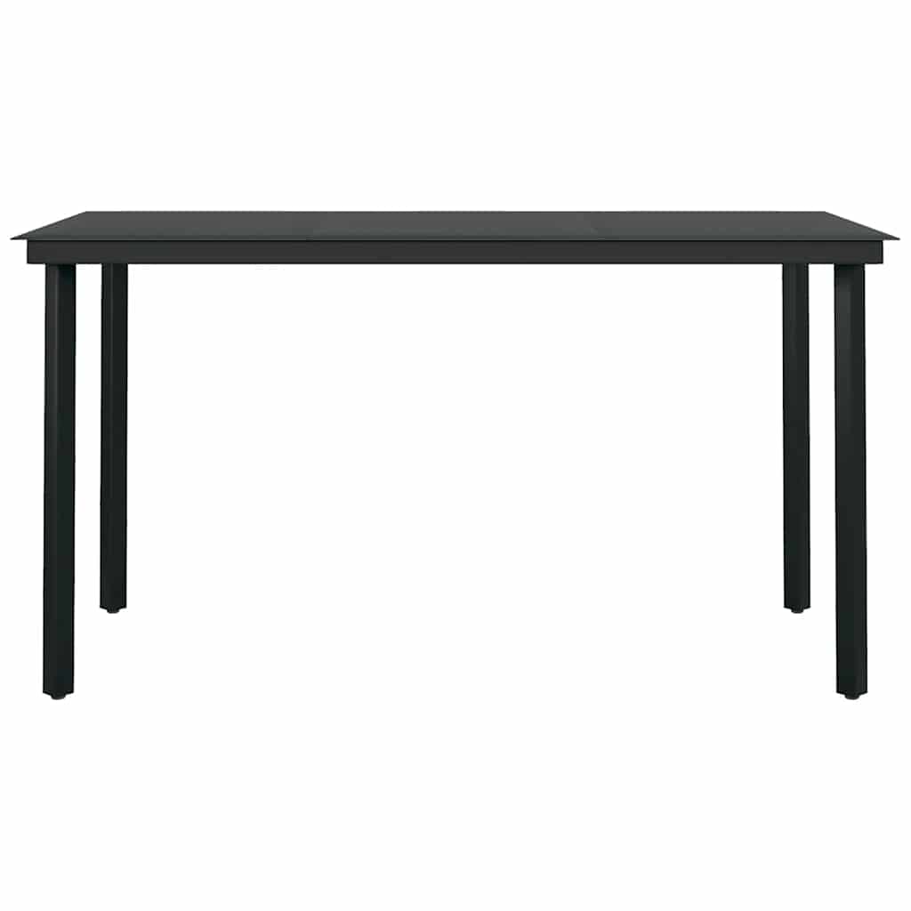 5 Piece Garden Dining Set Black Poly Rattan Glass