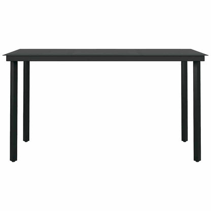 5 Piece Garden Dining Set Black Poly Rattan Glass