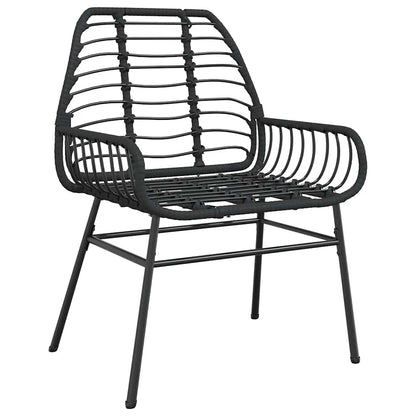 5 Piece Garden Dining Set Black Poly Rattan Glass