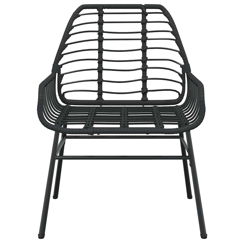 7 Piece Garden Dining Set Black Poly Rattan Glass