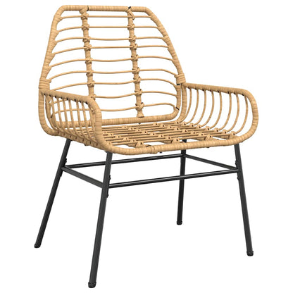 7 Piece Garden Dining Set Brown Poly Rattan Glass