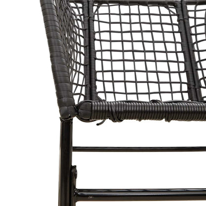 5 Piece Garden Dining Set Black Poly Rattan Glass