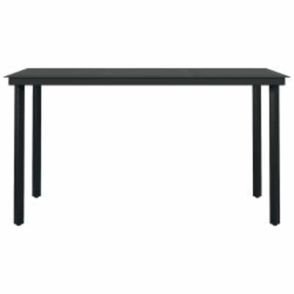 5 Piece Garden Dining Set Black Poly Rattan Glass
