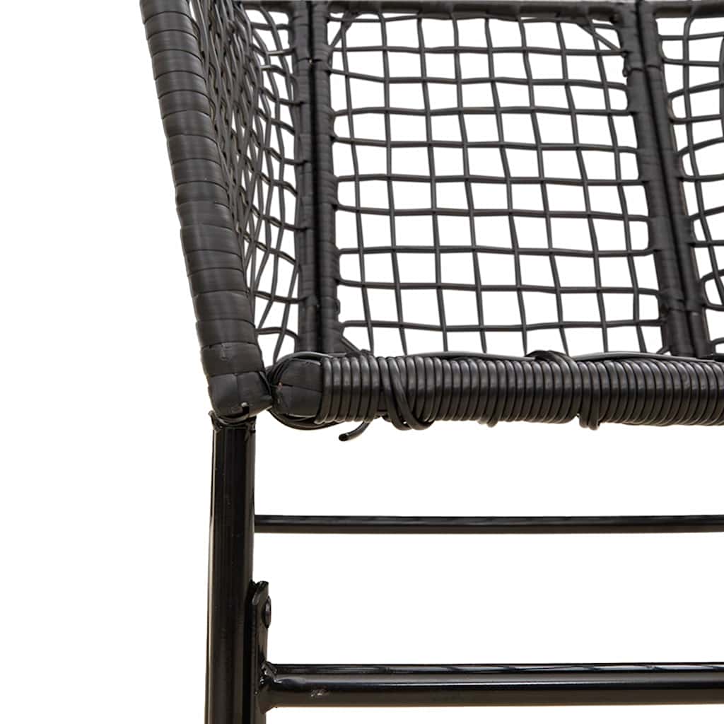 5 Piece Garden Dining Set Black Poly Rattan Glass
