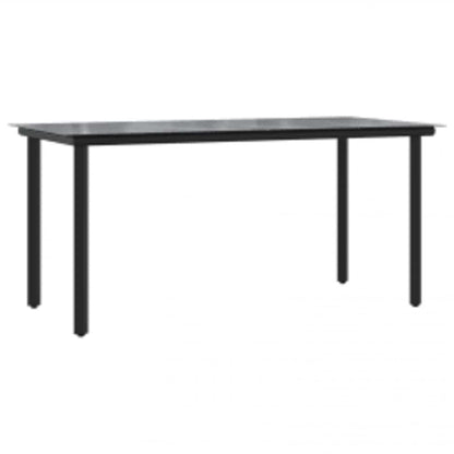 5 Piece Garden Dining Set Black Poly Rattan Glass