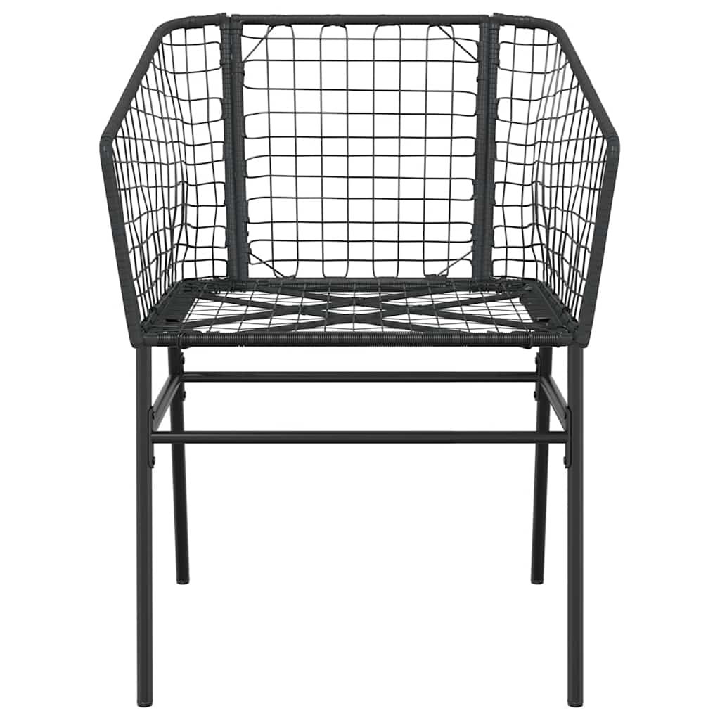7 Piece Garden Dining Set Black Poly Rattan Glass