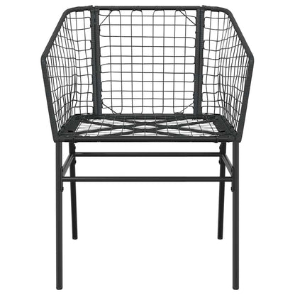7 Piece Garden Dining Set Black Poly Rattan Glass
