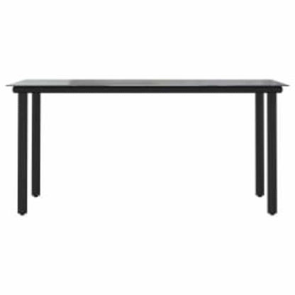 7 Piece Garden Dining Set Black Poly Rattan Glass