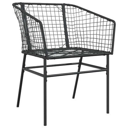 7 Piece Garden Dining Set Black Poly Rattan Glass
