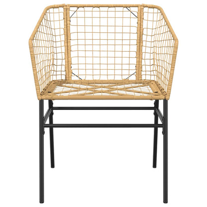 7 Piece Garden Dining Set Brown Poly Rattan Glass