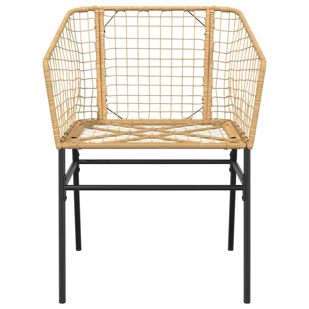 7 Piece Garden Dining Set Brown Poly Rattan Glass