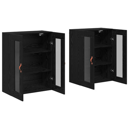 Wall Cabinets 2 pcs Black Oak 69.5 x 34 x 90 cm Engineered Wood