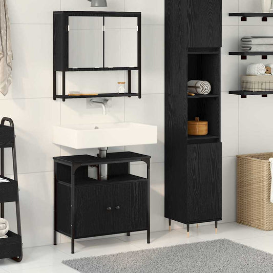 Bathroom Furniture Set 2 pcs Black Engineered wood