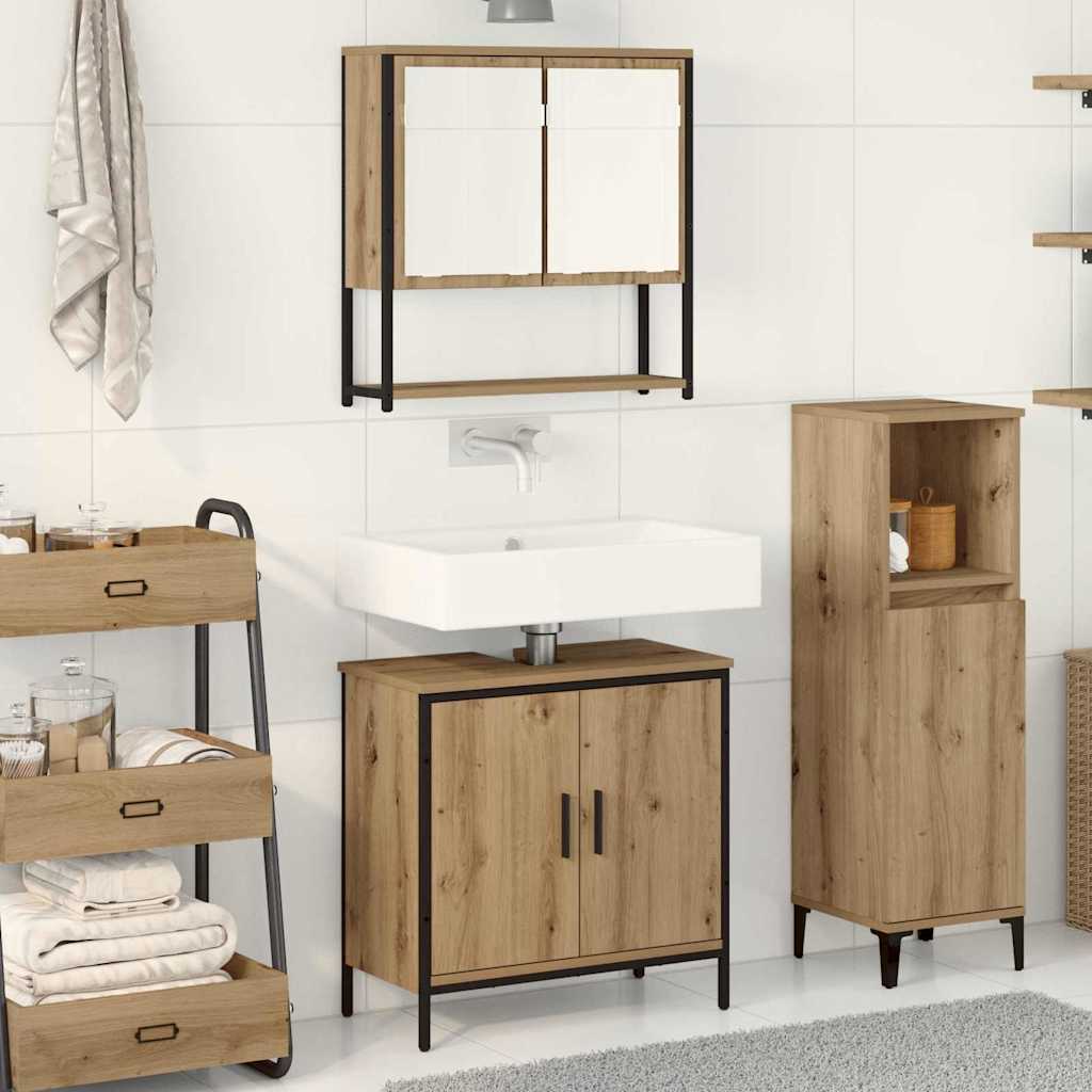 Bathroom Furniture Set 2 pcs Brown Engineered wood