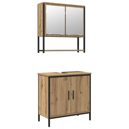 Bathroom Furniture Set 2 pcs Brown Engineered wood