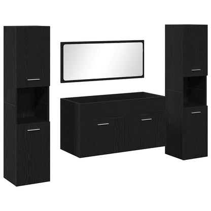 Bathroom Furniture Set 4 pcs Black Oak Engineered Wood