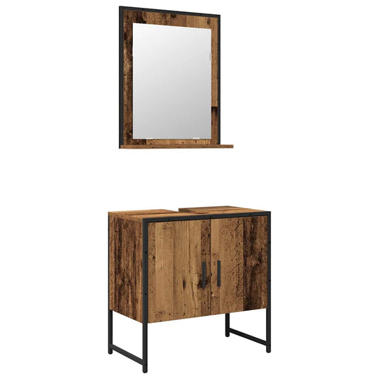 Bathroom Furniture Set 2 pcs Brown Engineered wood