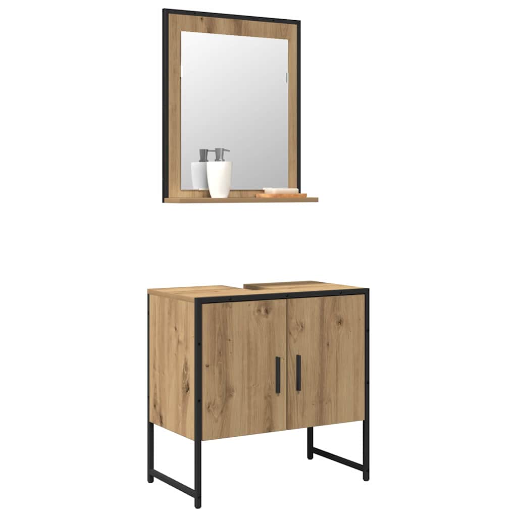 Bathroom Furniture Set 2 pcs Brown Engineered wood