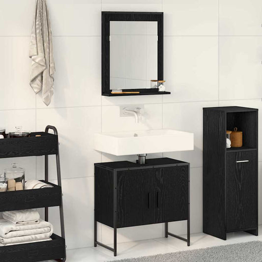 Bathroom Furniture Set 2 pcs Black Engineered wood