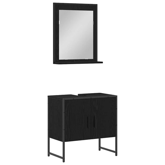 Bathroom Furniture Set 2 pcs Black Engineered wood