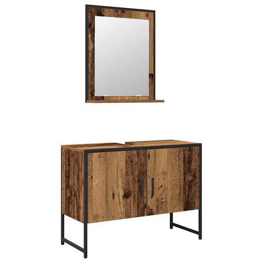 Bathroom Furniture Set 2 pcs Brown Engineered wood