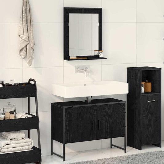Bathroom Furniture Set 2 pcs Black Engineered wood