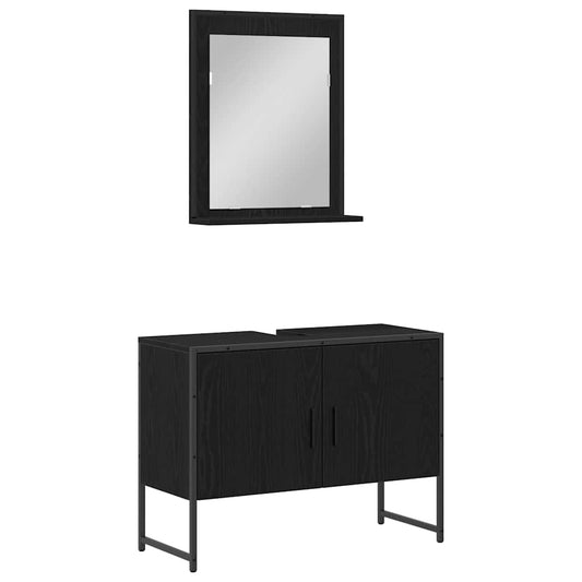 Bathroom Furniture Set 2 pcs Black Engineered wood