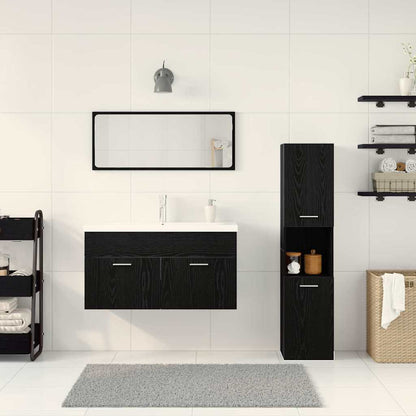 Bathroom Furniture Set 4 pcs Black Oak Engineered Wood