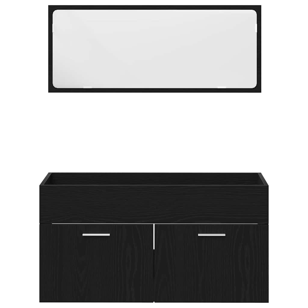 Bathroom Furniture Set 4 pcs Black Oak Engineered Wood