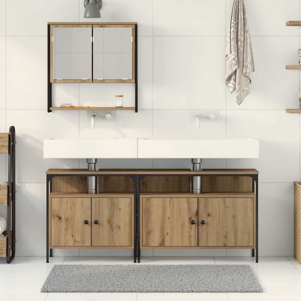 Bathroom Furniture Set 3 pcs Brown Engineered wood