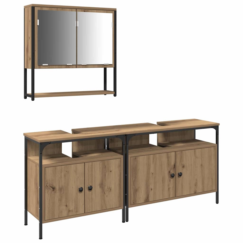 Bathroom Furniture Set 3 pcs Brown Engineered wood