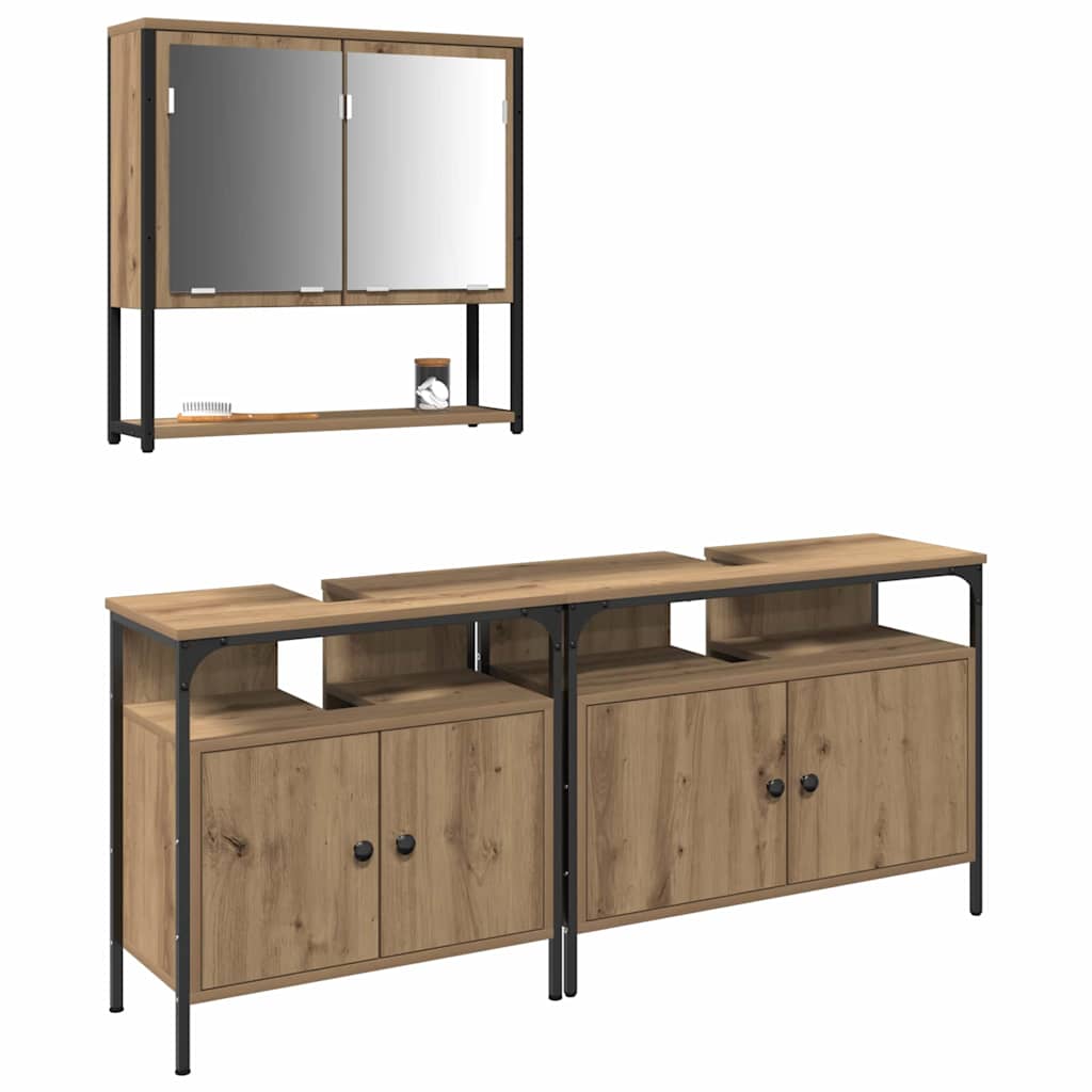 Bathroom Furniture Set 3 pcs Brown Engineered wood