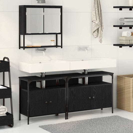 Bathroom Furniture Set 3 pcs Black Engineered wood