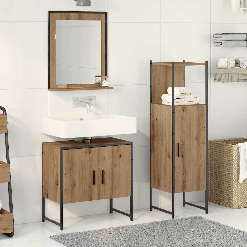 Bathroom Furniture Set 3 pcs Brown Engineered wood