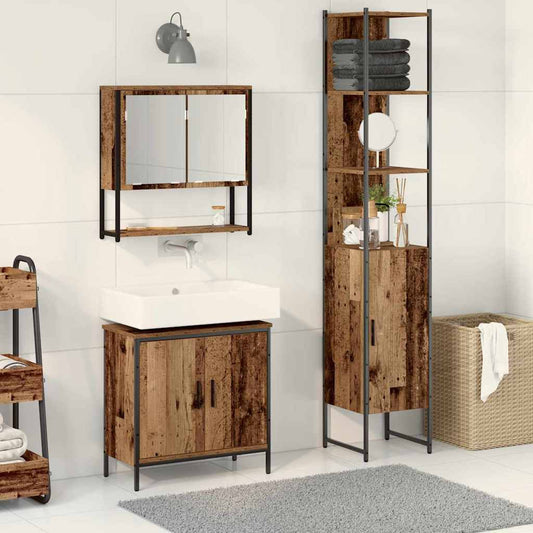 Bathroom Furniture Set 3 pcs Brown Engineered wood