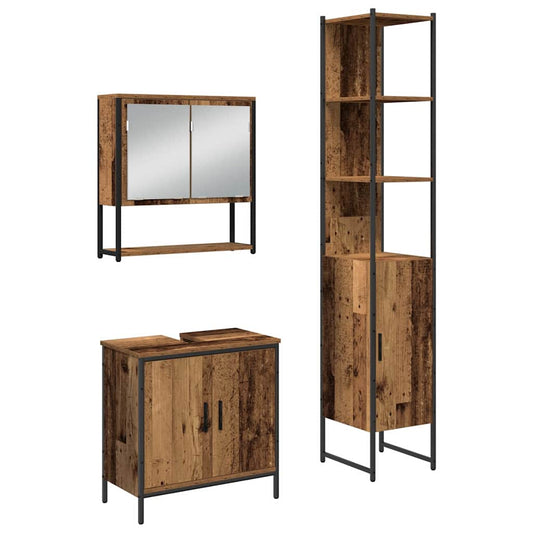 Bathroom Furniture Set 3 pcs Brown Engineered wood
