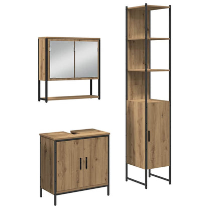 Bathroom Furniture Set 3 pcs Brown Engineered wood