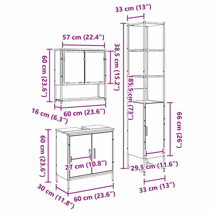 Bathroom Furniture Set 3 pcs Brown Engineered wood