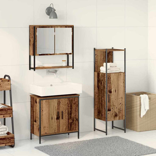 Bathroom Furniture Set 3 pcs Brown Engineered wood