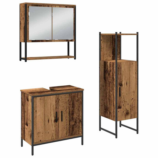 Bathroom Furniture Set 3 pcs Brown Engineered wood
