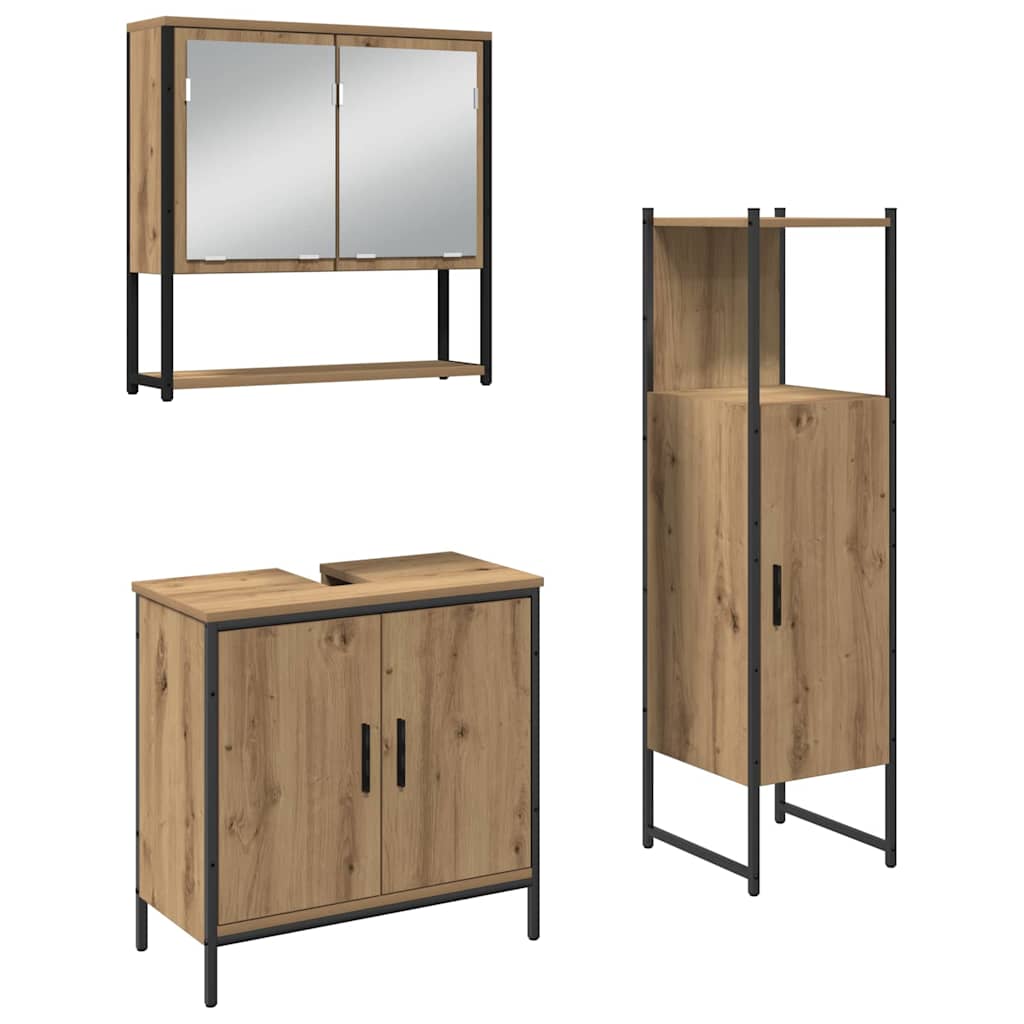 Bathroom Furniture Set 3 pcs Brown Engineered wood