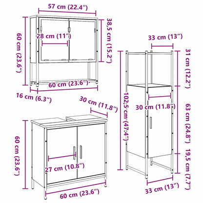 Bathroom Furniture Set 3 pcs Brown Engineered wood