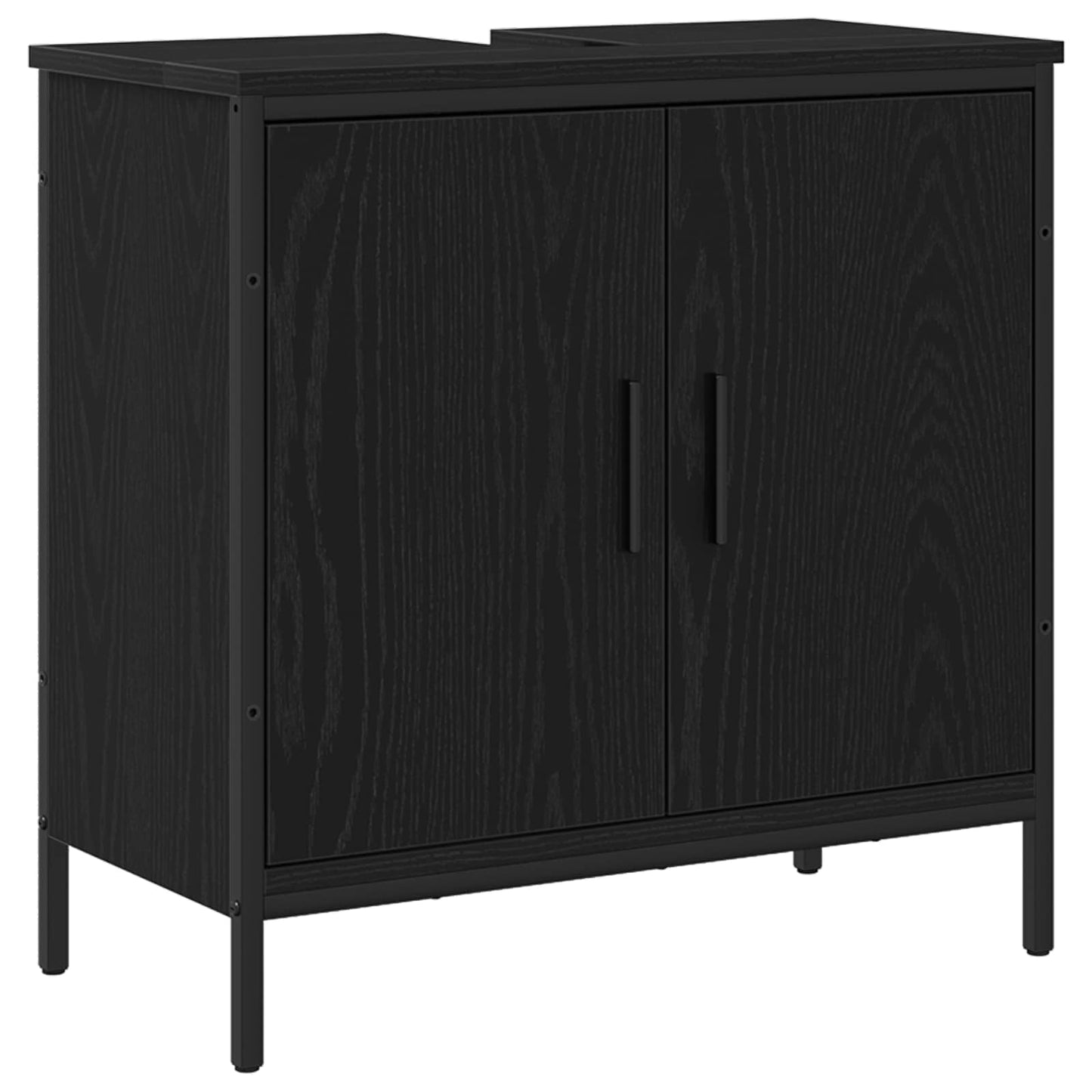 Bathroom Furniture Set with Shelf 3 pcs Black Engineered wood
